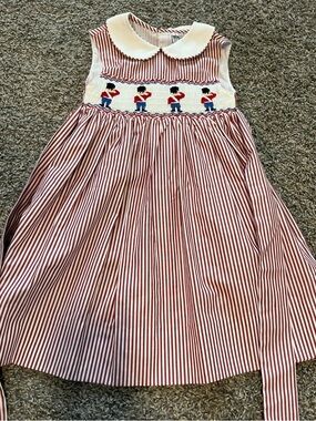 Girls smocked soldiers dress size 3 red stripes toddler